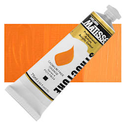 Matisse Structure Paint - Cadmium-Free Orange, 75 ml Tube and Swatch