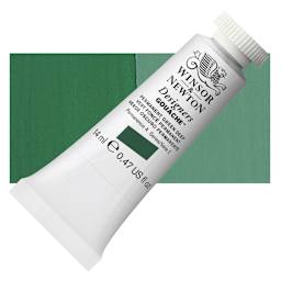 Winsor & Newton Designers Gouache - Permanent Green Deep, 14 ml tube and swatch