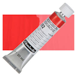 Schmincke Designers Gouache - Vermilion, 20 ml Tube and swatch