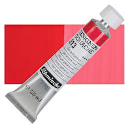 Schmincke Designers Gouache - Geranium Red, 20 ml Tube and swatch