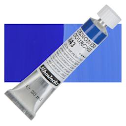 Schmincke Designers Gouache - Ultramarine Blue Light, 20 ml Tube and swatch