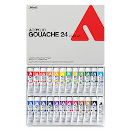 Holbein Acrylic Gouache - Set of 24, Assorted Colors, 20 ml Tubes