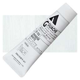 Holbein Acrylic Gouache - Chinese White, 20 ml tube and swatch