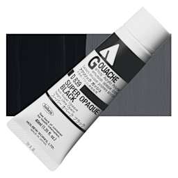 Holbein Acryla Gouache - Super Opaque Black, 40 ml tube and swatch