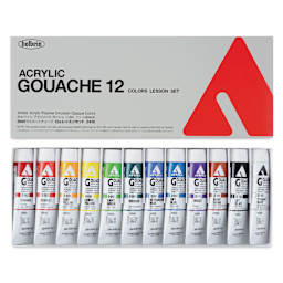 Holbein Acrylic Gouache - Set of 12, Lesson Colors, 20 ml Tubes