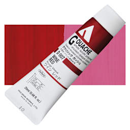 Holbein Acrylic Gouache - Wine Red, 20 ml tube and swatch