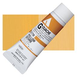 Holbein Acrylic Gouache - Yellow Ochre, 40 ml tube and swatch