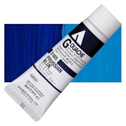 Holbein Acrylic Gouache - Prussian Blue, 40 ml tube and swatch