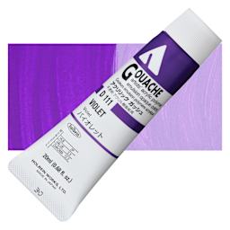 Holbein Acrylic Gouache - Violet, 20 ml tube and swatch