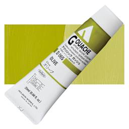 Holbein Acrylic Gouache - Olive, 20 ml tube and swatch