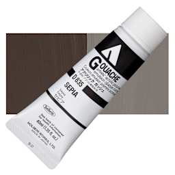 Holbein Acrylic Gouache - Sepia, 40 ml tube and swatch