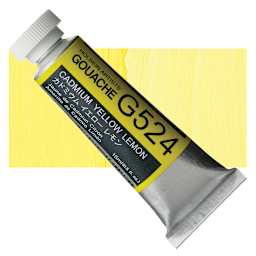 Holbein Artists' Gouache - Cadmium Yellow Lemon, 15 ml tube and swatch