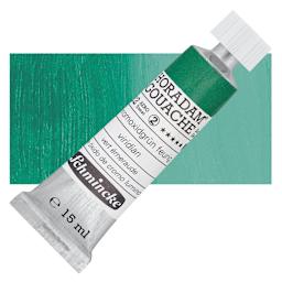Schmincke Horadam Artist Gouache - Chromium Oxide Green Brilliant, 15 ml tube and swatch