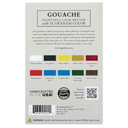 M. Graham Artists' Gouache - Set of 10, Deluxe Set, back of package