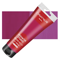 Caran d'Ache Studio Gouache - Magenta, 250 ml, Tube and swatch