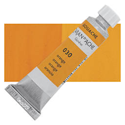 Caran d'Ache Studio Gouache - Orange, 10 ml, Tube and swatch