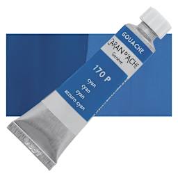 Caran d'Ache Studio Gouache - Cyan, 10 ml, Tube and swatch