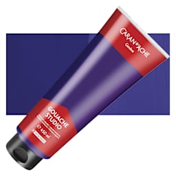 Caran d'Ache Studio Gouache - Violet, 450 ml, Tube and swatch