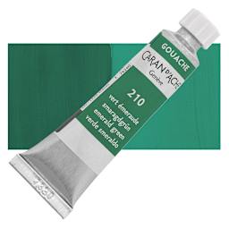 Caran d'Ache Studio Gouache - Emerald Green, 10 ml, Tube and swatch