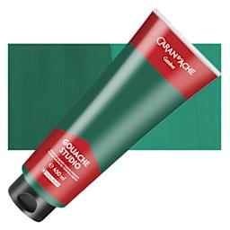 Caran d'Ache Studio Gouache - Emerald Green, 450 ml, Tube and swatch