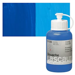 Lascaux Acrylic Gouache - Primary Cyan, 85 ml bottle and swatch