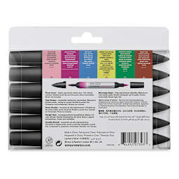 Winsor & Newton Promarker Watercolor Markers - Floral Colors, Set of 6 back of package