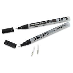 FW Empty Mixed Media Markers and Nibs - 2 uncapped Small Diameter Pens with .8 Technical Nib Tips 