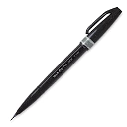 Pentel Arts Micro Brush Tip Sign Pens - Single Gray Pen shown uncapped at angle