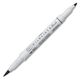 Zebra Mildliner Double Ended Brush Pen - Dark Gray, caps off
