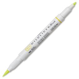 Zebra Mildliner Double Ended Brush Pen - Yellow, caps off