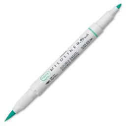 Zebra Mildliner Double Ended Brush Pen - Blue Green, caps off