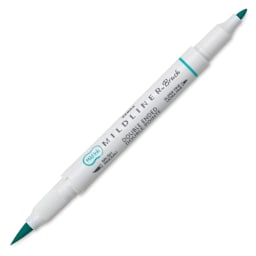 Zebra Mildliner Double Ended Brush Pen - Summer Green, caps off