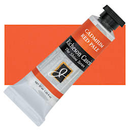Richeson Casein Paint the Shiva Series - Cadmium Red Pale, 37 ml Tube and swatch
