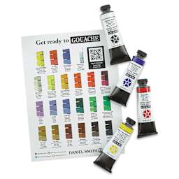 Daniel Smith Extra Fine Gouache - Primary Mixing Colors, Set of 4 (within included color chart)