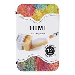 Himi Jelly Gouache Paint - Set of 12, Shiny Metallic, 12 g cups front of packaging
