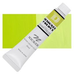 Nicker Designers Color Gouache - Chartreuse, 20 ml tube and swatch