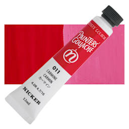 Nicker Painter’s Gouache - Carmine, 12 ml tube and swatch