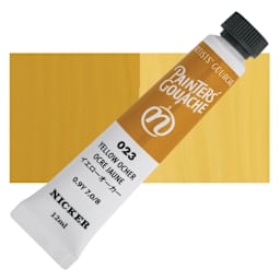 Nicker Painter’s Gouache - Yellow Ocher, 12 ml tube and swatch