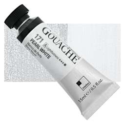 ShinHan Professional Designers Gouache - Pearl White, 15 ml tube and swatch