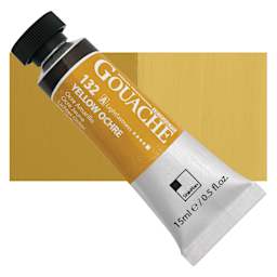 ShinHan Professional Designers Gouache - Yellow Ochre, 15 ml tube and swatch