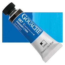 ShinHan Professional Designers Gouache - Primary Cyan, 15 ml tube and swatch