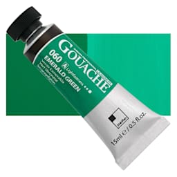 ShinHan Professional Designers Gouache - Emerald Green, 15 ml tube and swatch
