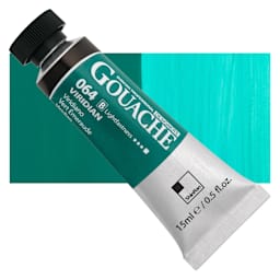 ShinHan Professional Designers Gouache - Viridian, 15 ml tube and swatch