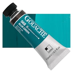 ShinHan Professional Designers Gouache - Blue Green, 15 ml tube and swatch