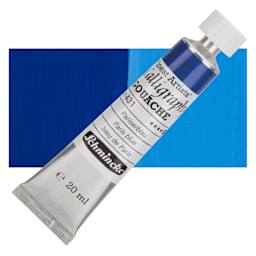 Schmincke Calligraphy Gouache - Paris Blue, 20 ml Tube and swatch