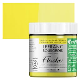 Lefranc Bourgeois Flashe Biobased Paint - Cadmium Free Yellow Light, 75 ml jar and swatch