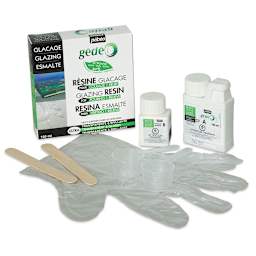 Pebeo Gedeo Bio-Based Resins - Components of 150 ml Crystal Glazing Kit shown