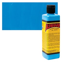 Alpha6 Alphanamel Lettering Enamel - Light Blue, 236.6 ml - Bottle and Swatch