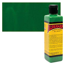Alpha6 Alphanamel Lettering Enamel - Alpha Green, 236.6 ml - Bottle and Swatch