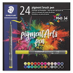 Staedtler Pigment Arts Brush Pens - Assorted Colors A, Set of 24, front of the packaging